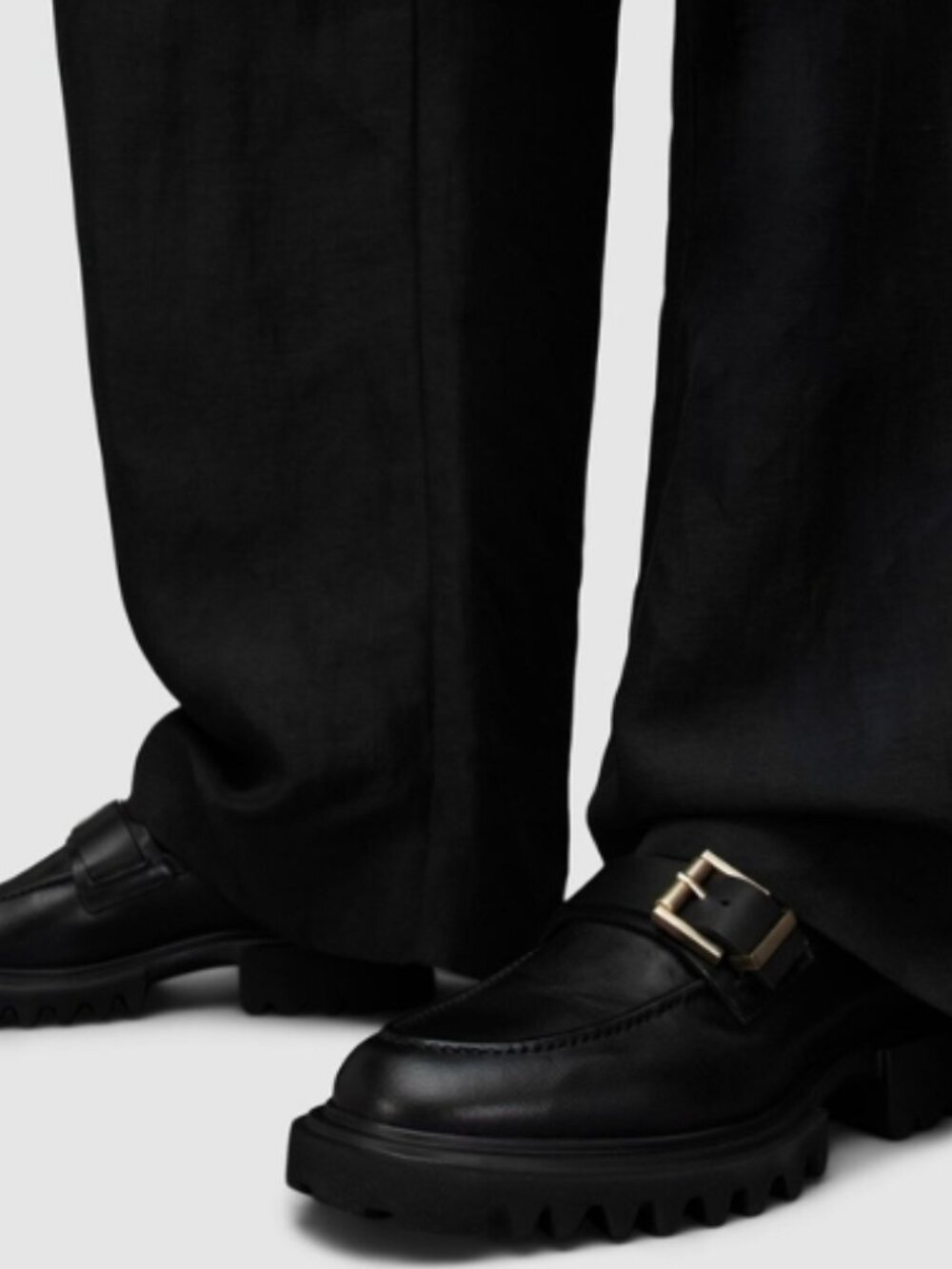 AllSaints Emily Loafer Black Leather Size 9 / 39 NWT - Picture 3 of 5